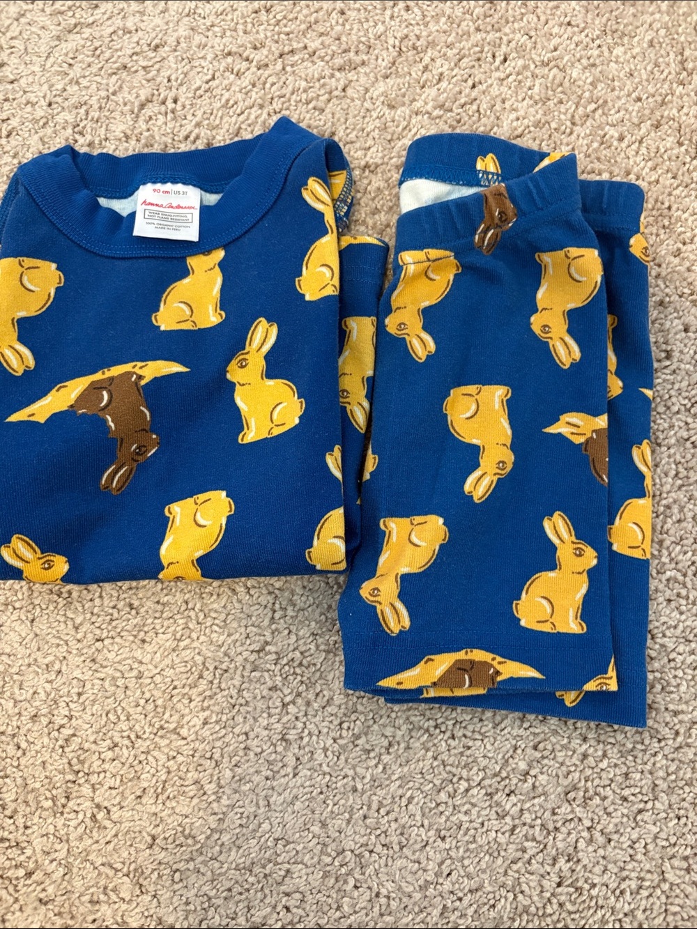 Hanna Andersson Royal Blue Bunny Print Pajama Set